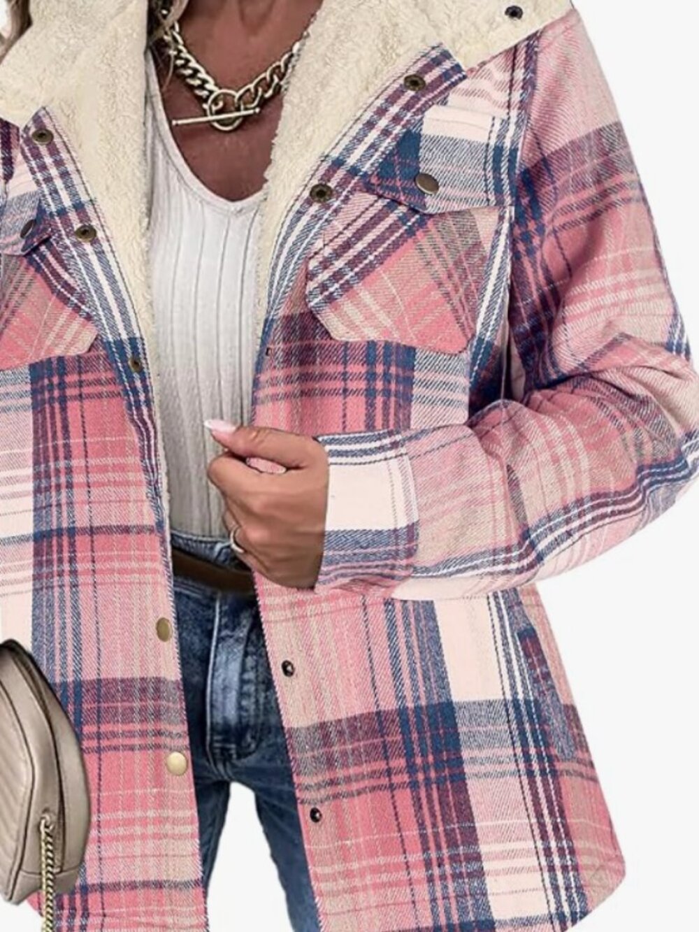 Zeagoo Womens Casual Jackets Winter Warm Plaid Hooded Jacket Teddy Bear Button